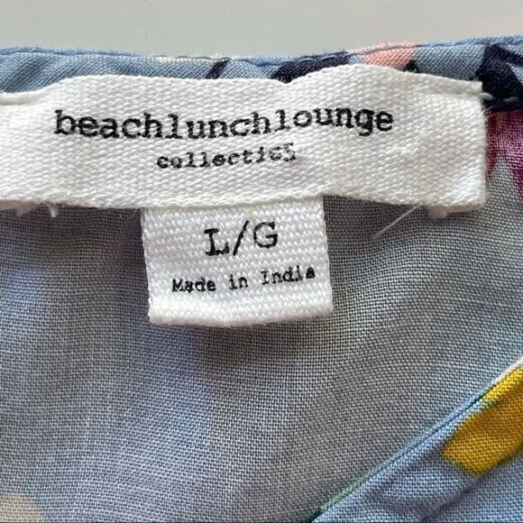 Beachlunchlounge Baby Blue with Vivid Floral Print Flutter Sleeve Dress - LG - Picture 4 of 9